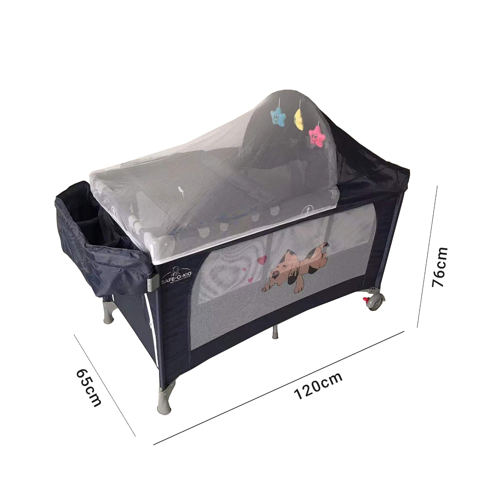 Safe-O-Kid Baby Crib/ Cot, 2 in 1 Convertible Cot, Baby Playpen Playard for Kids/Toddlers, Mosquito Net, Folding Baby Bed Cum Cot