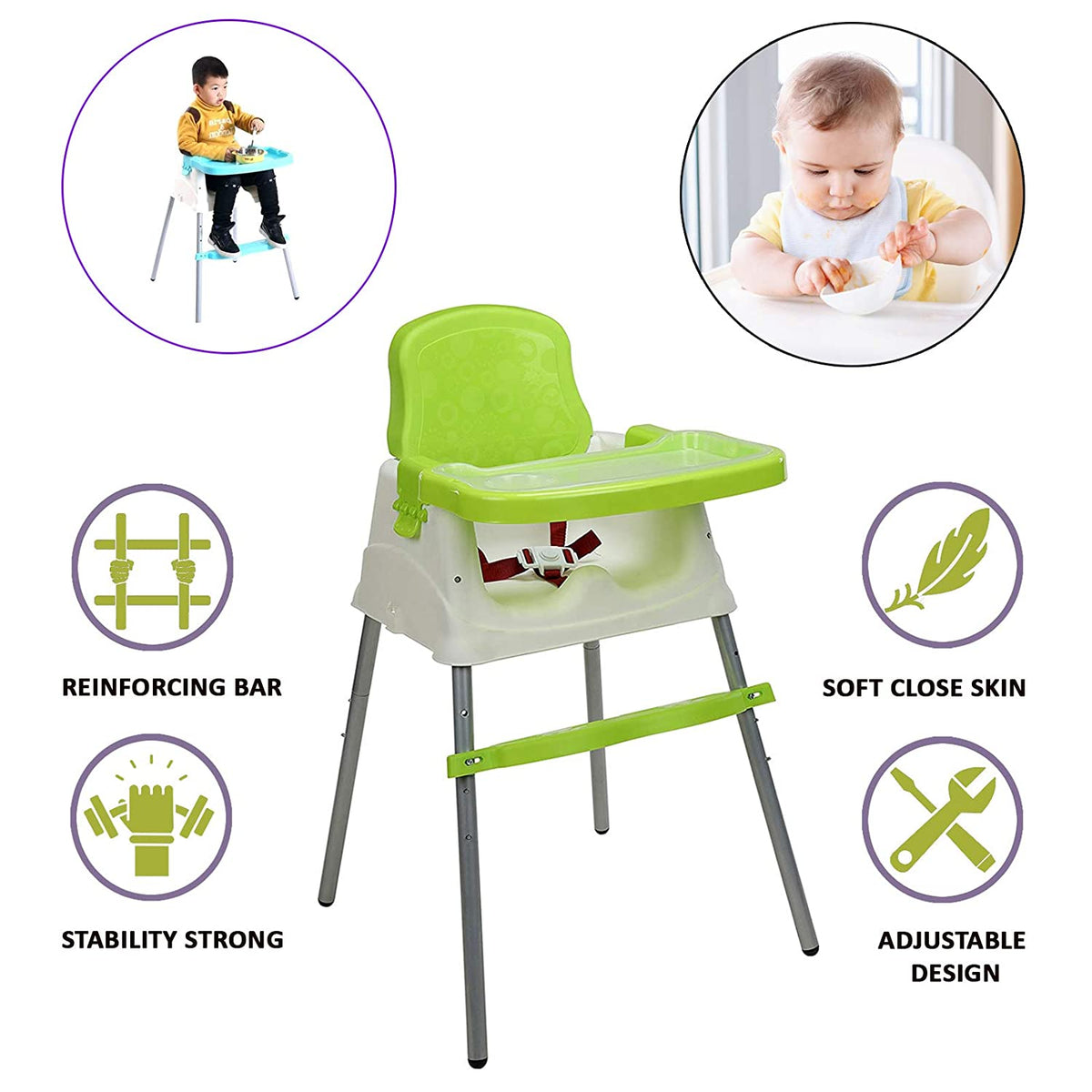 Safe-O-Kid 4-in-1 High Chair with Tray product detail
