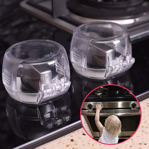 Safe O Kid  Transparent Gas Stove Knob Cover for Kitchen Safety, Gas Switch Protector for Child safety, Universal Child Proofing Stove Knob Caps, Pack of 2