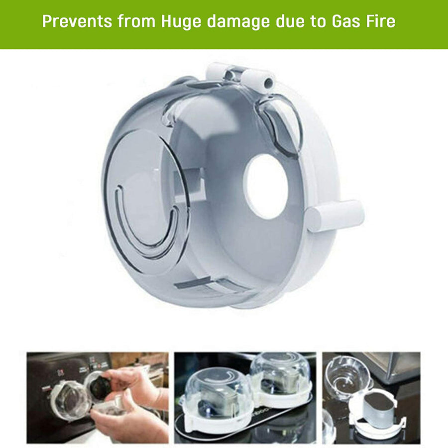 Safe-O-Kid- Fire Safety- Gas Stove Knob Covers/Guards, Indoor Baby Safety- Transparent