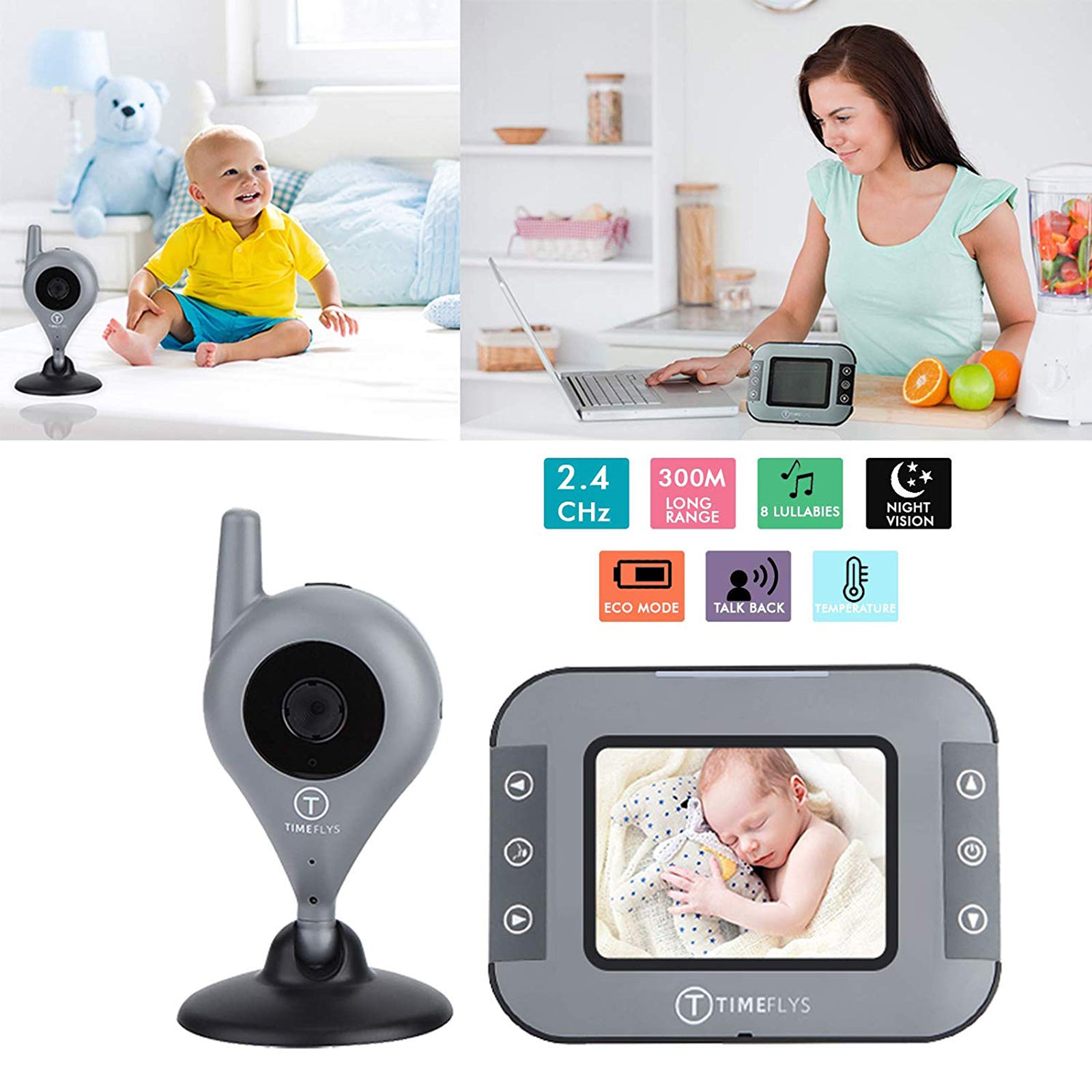 Safe-O-Kid video baby monitor parent display and camera