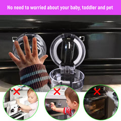 Safe O Kid  Transparent Gas Stove Knob Cover for Kitchen Safety, Gas Switch Protector for Child safety, Universal Child Proofing Stove Knob Caps, Pack of 2