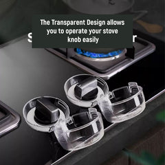 Safe O Kid  Transparent Gas Stove Knob Cover for Kitchen Safety, Gas Switch Protector for Child safety, Universal Child Proofing Stove Knob Caps, Pack of 2