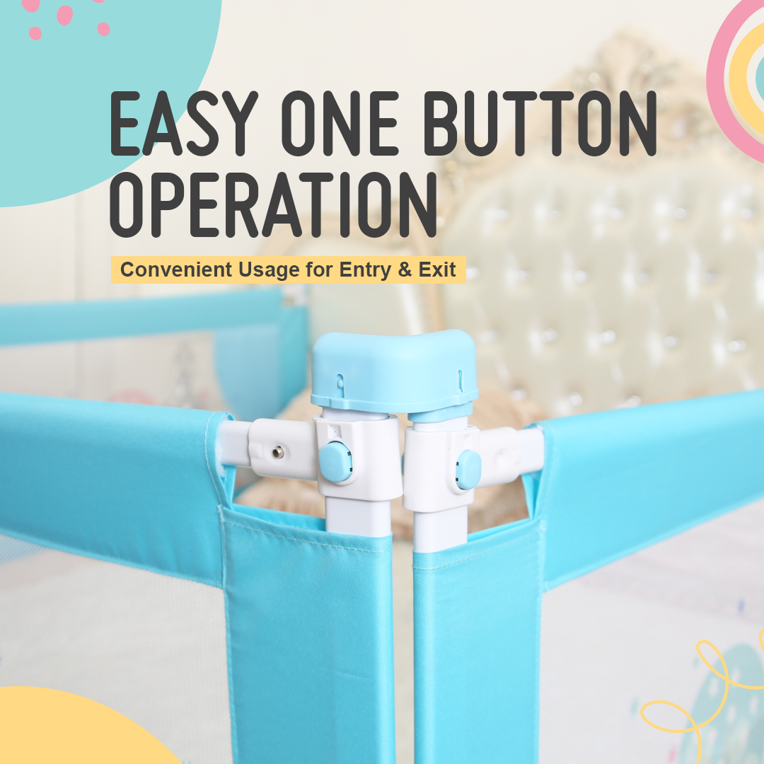Safe-O-Kid Barricade Designer Bed Rail Guard – Baby Fall Safety with 1 Year Warranty