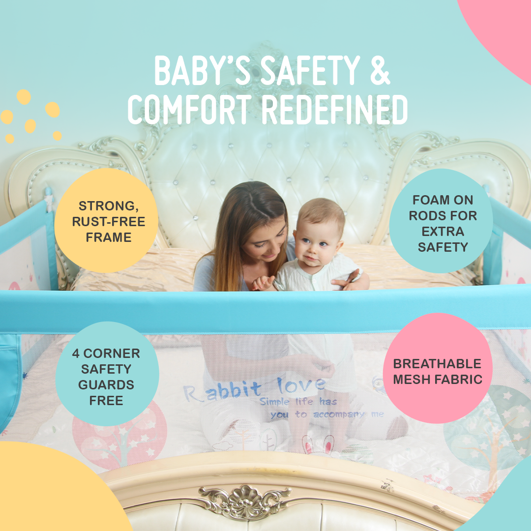 Safe-O-Kid Barricade Designer Bed Rail Guard – Baby Fall Safety with 1 Year Warranty