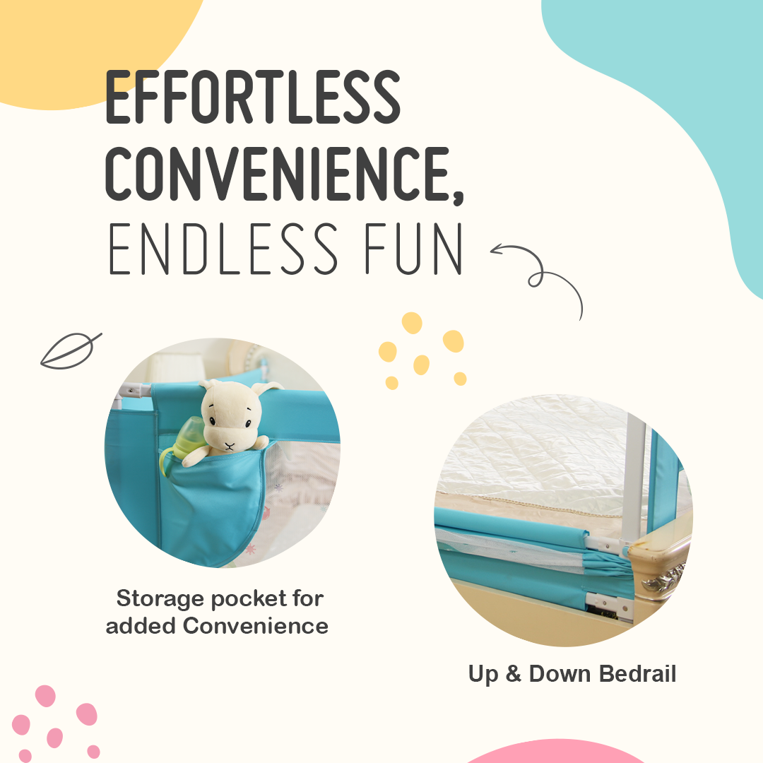 Safe-O-Kid Barricade Designer Bed Rail Guard – Baby Fall Safety with 1 Year Warranty