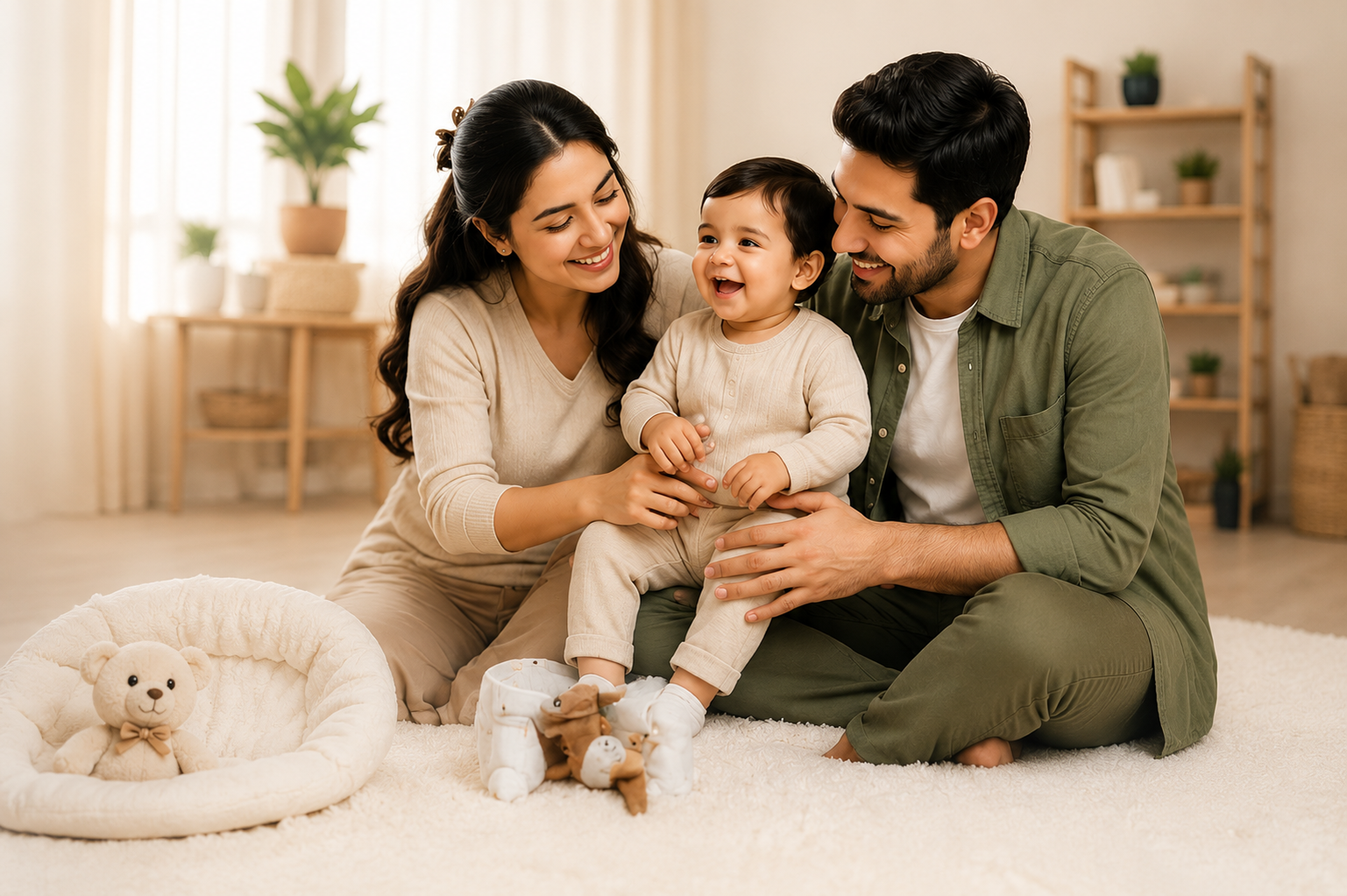 Parents spending time with their child