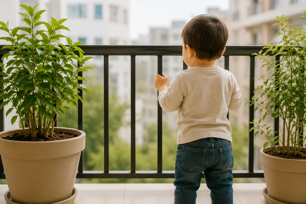 Child using a cabinet safety lock