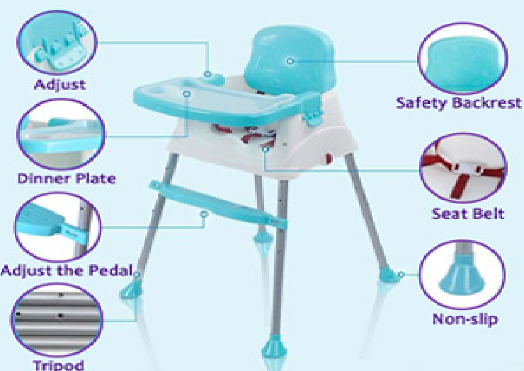 Safe-O-Kid 4-in-1 High Chair with Tray product detail