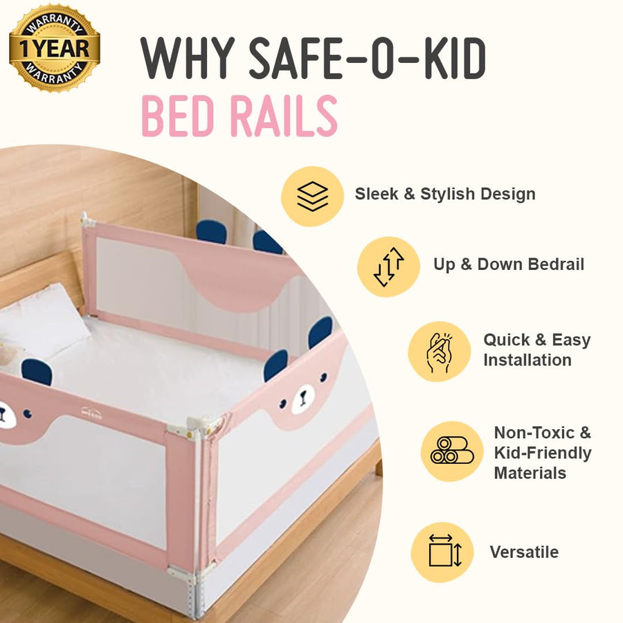 Safe-O-Kid Baby Bed Rail Guard 6ft/182cm with 1 Yr Warranty