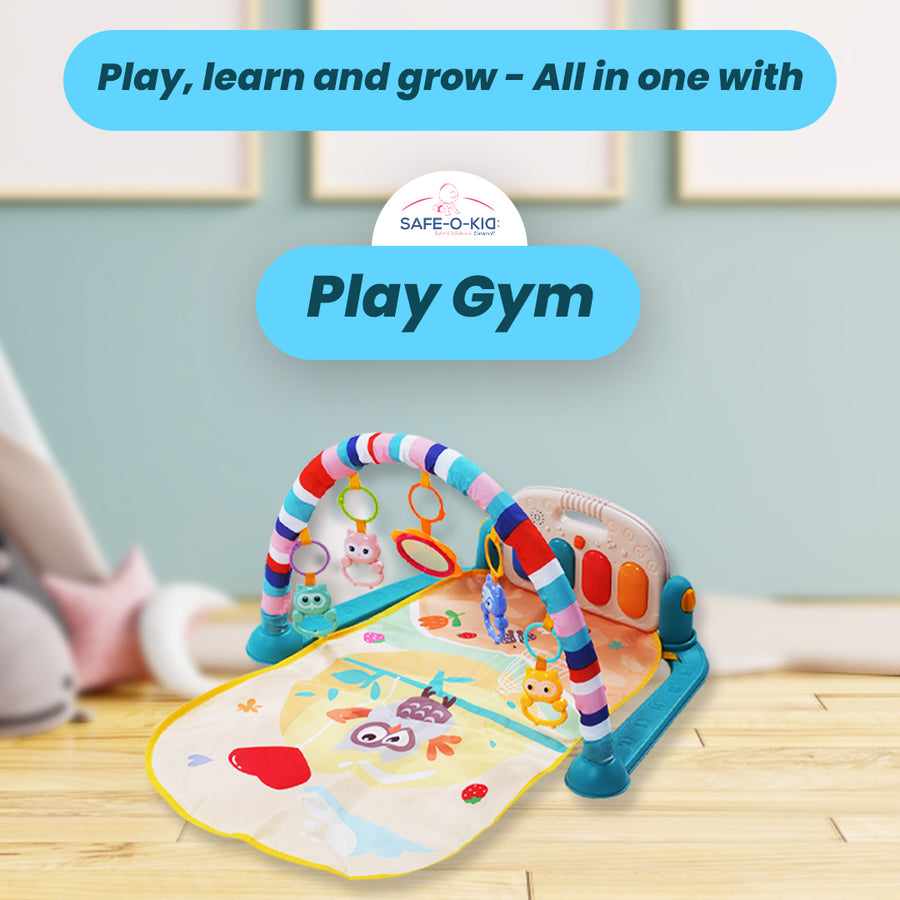 Safe-O-Kid Baby Play Gym Mat with Lights, Rattles, Piano