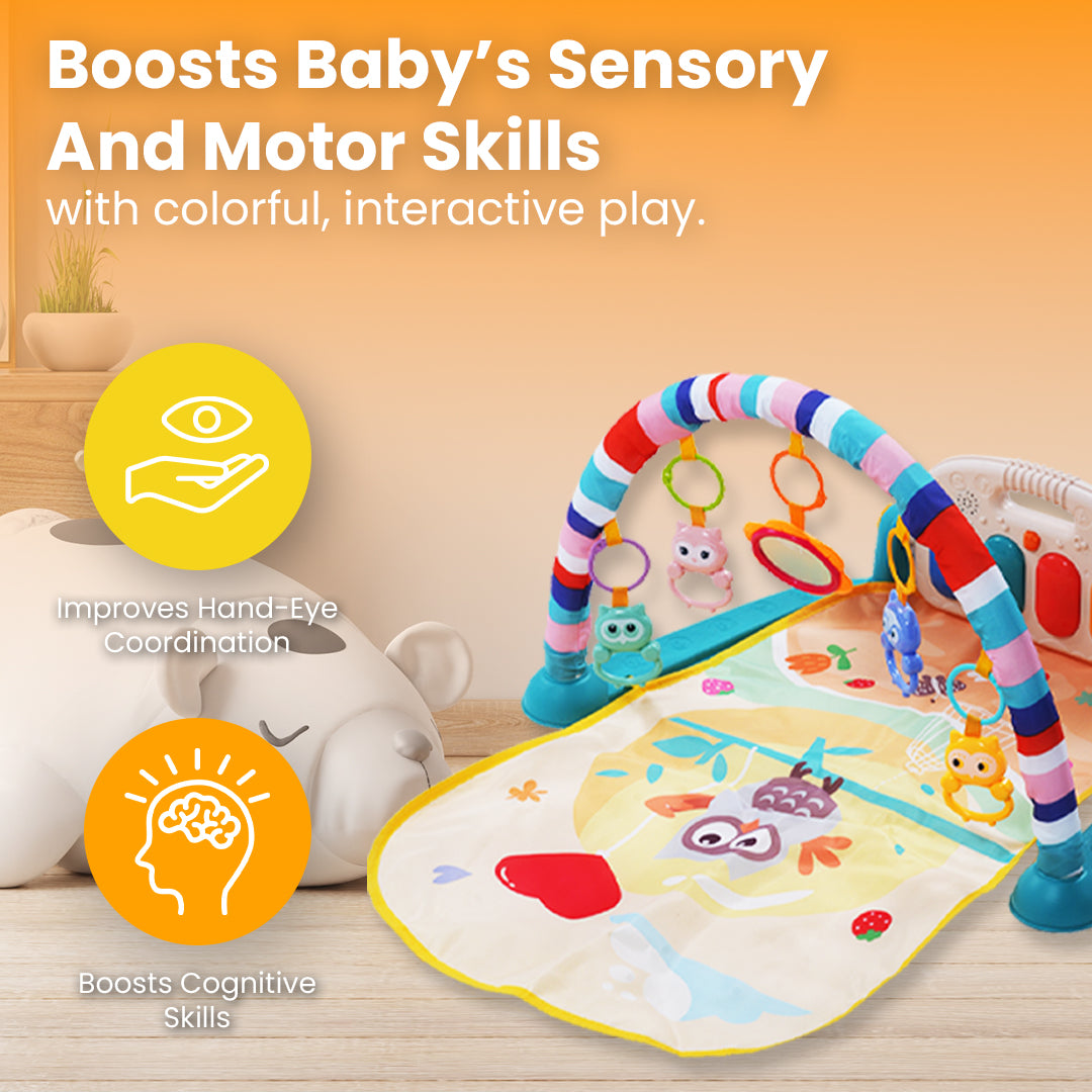 Safe-O-Kid Baby Play Gym Mat with Lights, Rattles, Piano