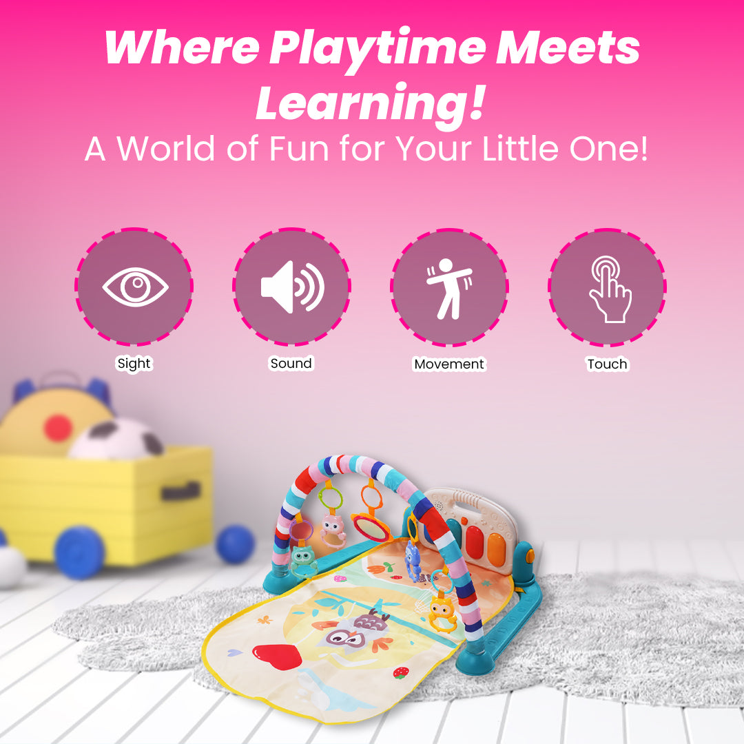Safe-O-Kid Baby Play Gym Mat with Lights, Rattles, Piano