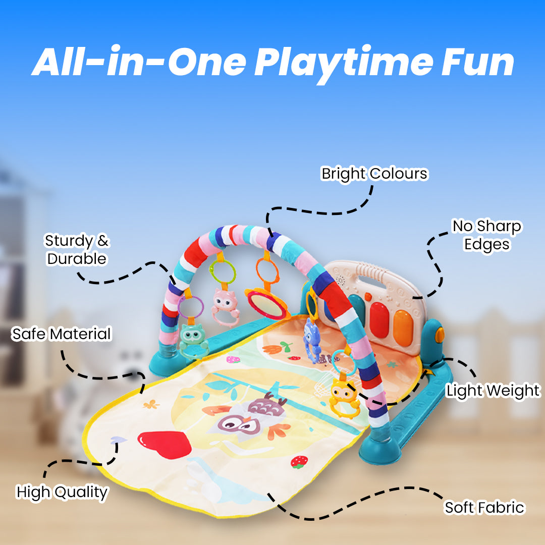 Safe-O-Kid Baby Play Gym Mat with Lights, Rattles, Piano