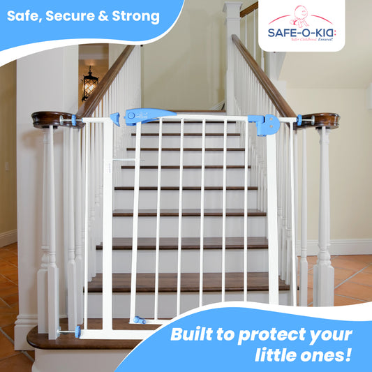 Safe-O-Kid Adjustable Baby & Dog Gate, NO Pressure Mounted, 1 Yr Warranty