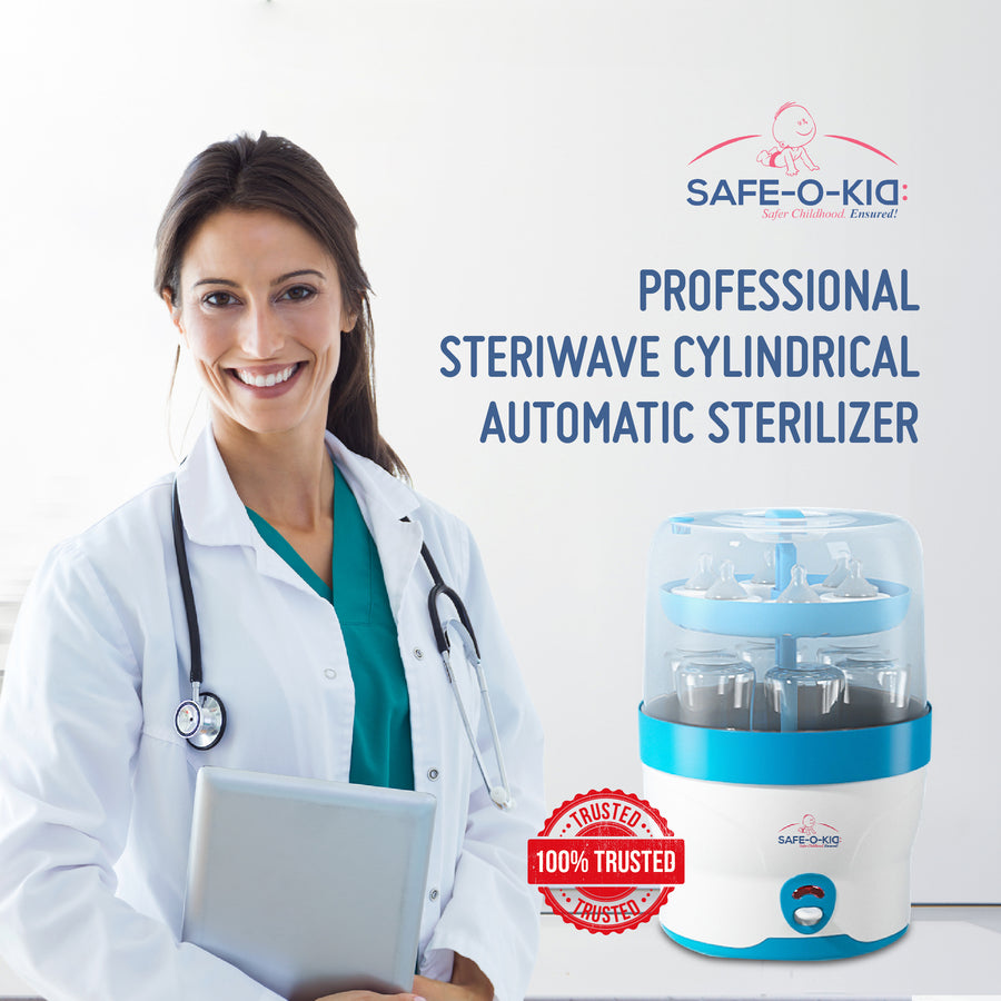 Safe-O-Kid 5 Bottle Sterilizer,BPA Free, Auto Shut, 1-Yr Warranty