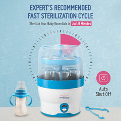 Safe-O-Kid 5 Bottle Sterilizer,BPA Free, Auto Shut, 1-Yr Warranty