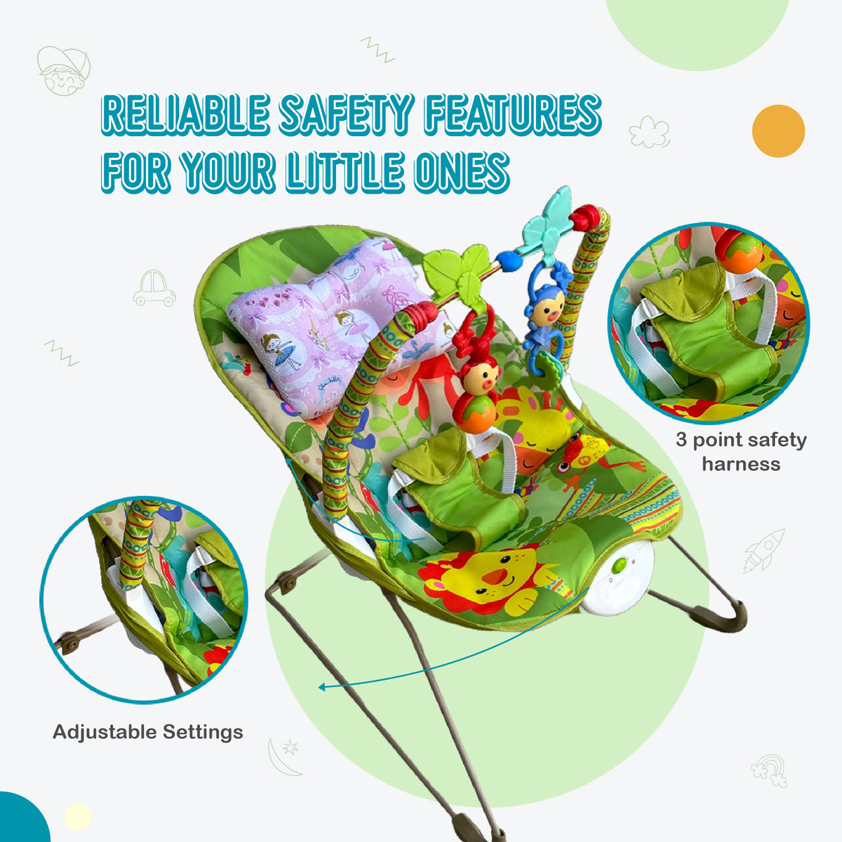 Safe-O-Kid Harmony Baby Bouncer with Music & Vibration product detail
