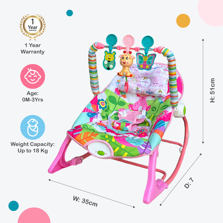 Safe-O-Kid SweetSwing Baby Rocker & Bouncer with 1 Year Warranty, Music & Vibration
