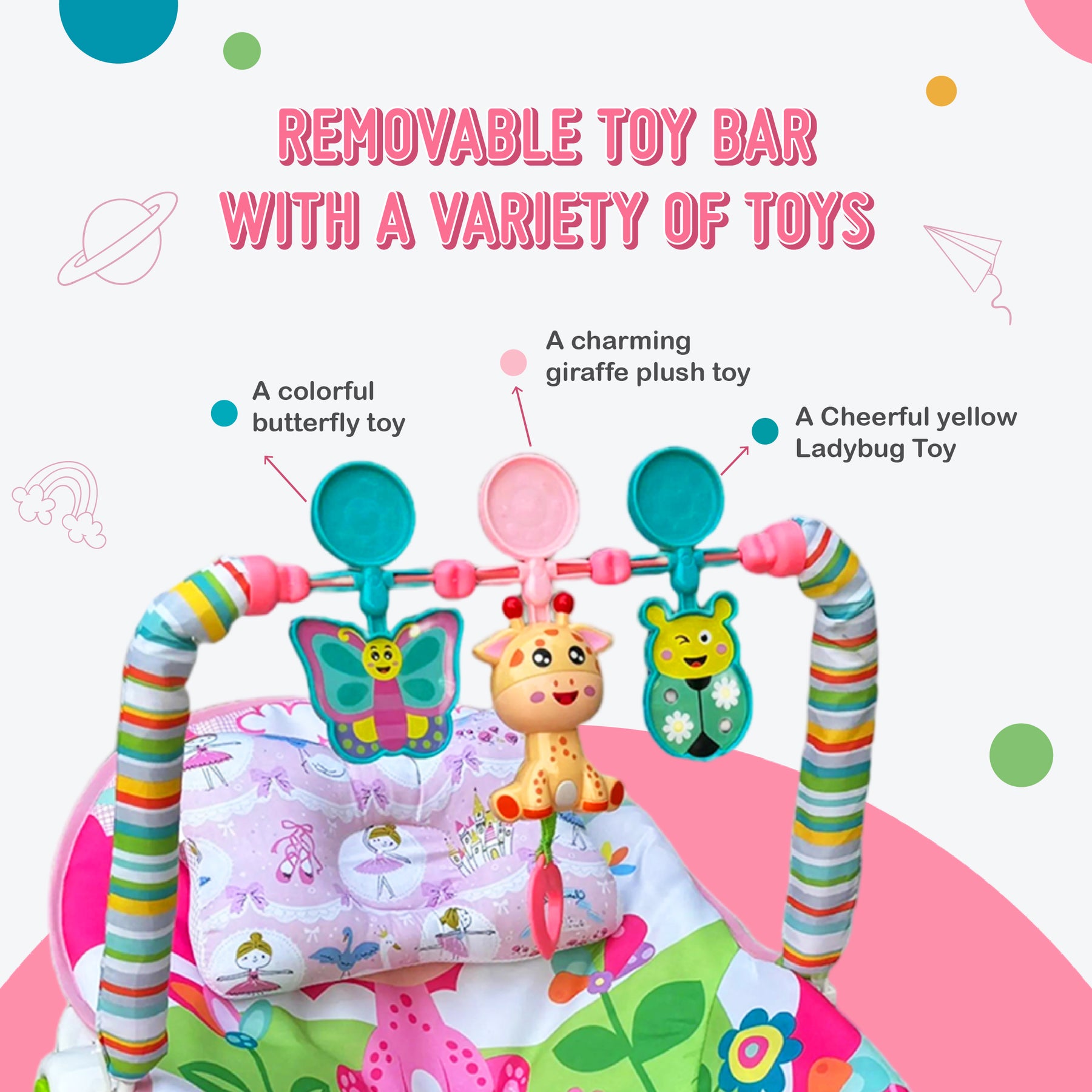 Safe-O-Kid SweetSwing Baby Rocker & Bouncer with 1 Year Warranty, Music & Vibration