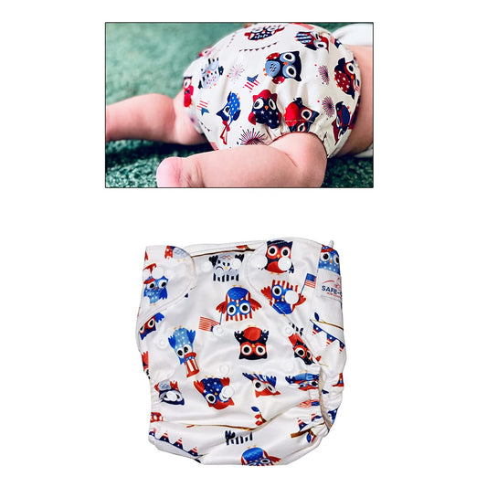"Safe-O-Kid Reusable Baby Cloth Diaper, Washable Pocket Nappy with Adjustable Snap Buttons White & Blue "