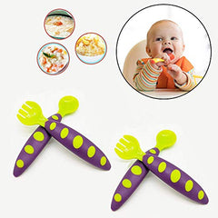 Safe-O-Kid-  Spoon & Fork Training Set with Box, Green & Purple