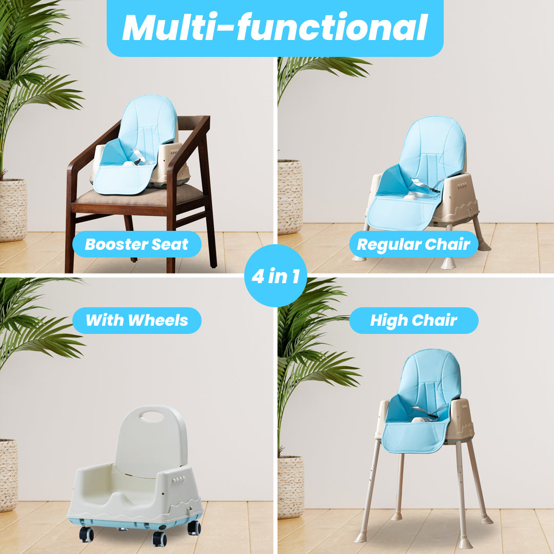 Safe-O-Kid 4-in-1 Adjustable Foldable High Chair, 6mo-5yr with 1 Yr Warranty