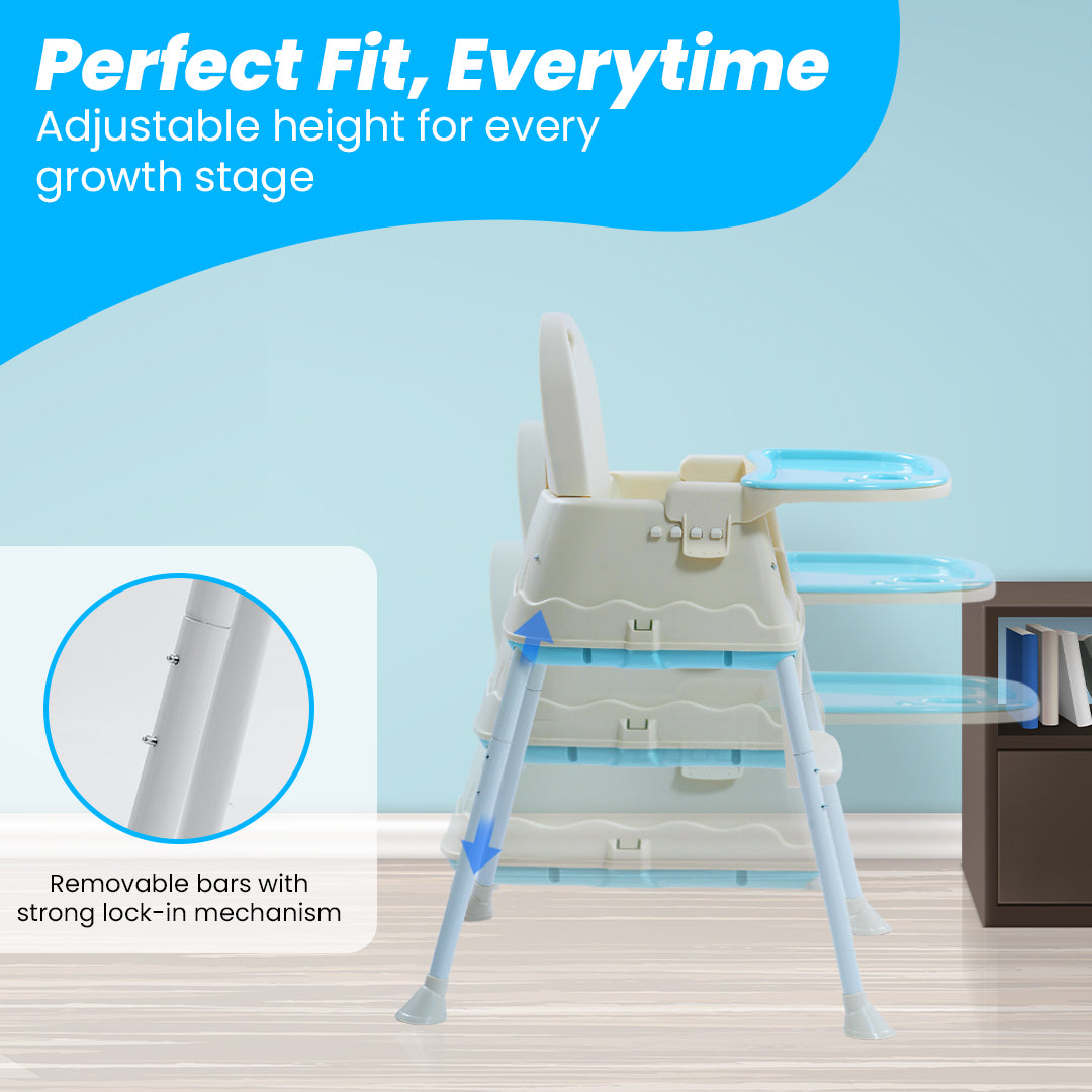 Safe-O-Kid 4-in-1 Adjustable Foldable High Chair, 6mo-5yr with 1 Yr Warranty