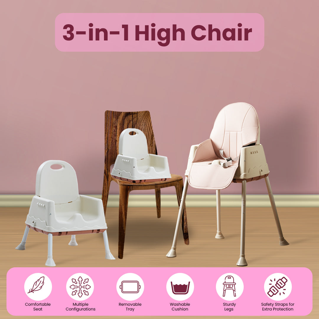 Safe-O-Kid 4-in-1 Adjustable Foldable High Chair, 6mo-5yr with 1 Yr Warranty