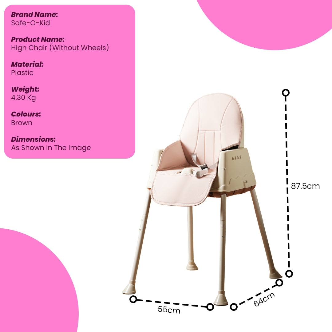 Safe-O-Kid 4-in-1 Adjustable Foldable High Chair, 6mo-5yr with 1 Yr Warranty