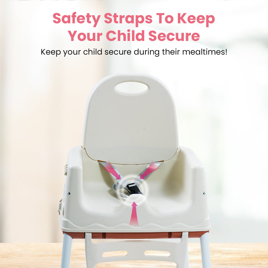 Safe-O-Kid 4-in-1 Adjustable Foldable High Chair, 6mo-5yr with 1 Yr Warranty