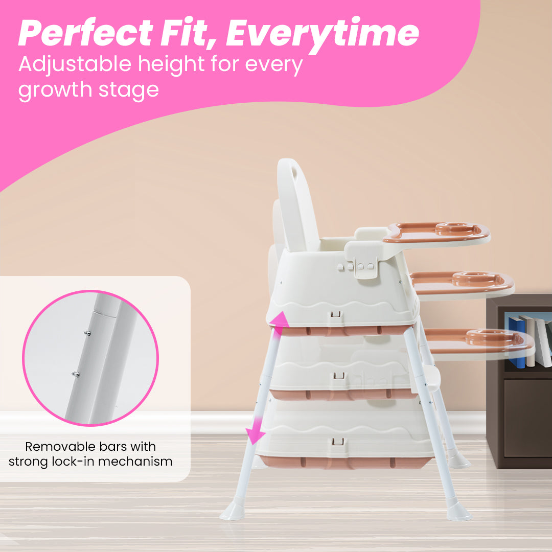 Safe-O-Kid 4-in-1 Adjustable Foldable High Chair, 6mo-5yr with 1 Yr Warranty