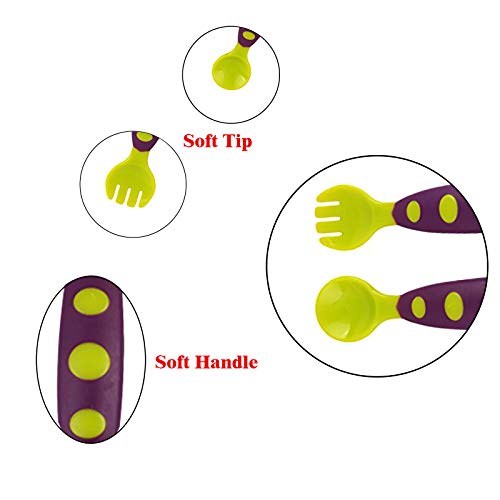 Safe-O-Kid-  Spoon & Fork Training Set with Box, Green & Purple