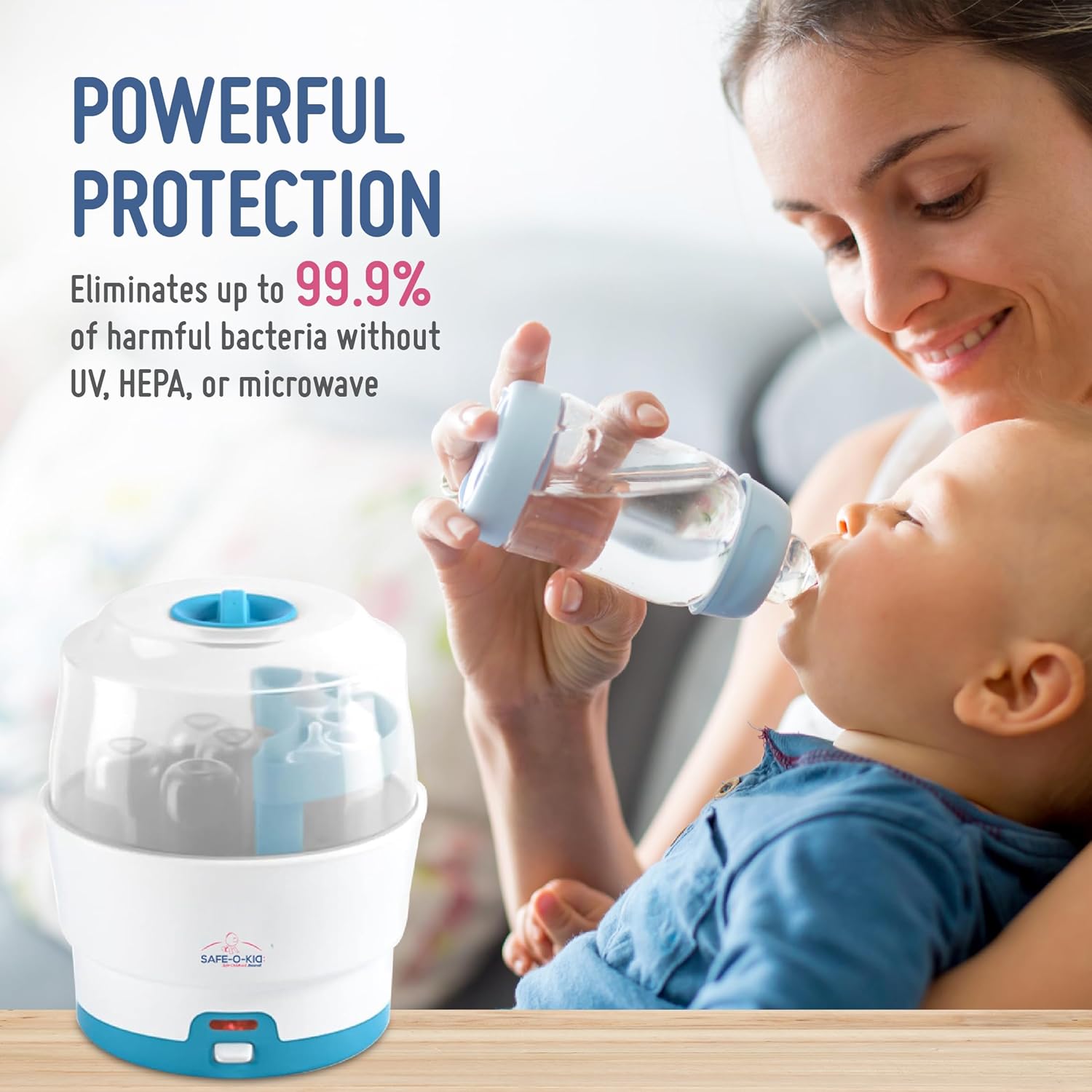 Safe-O-Kid 5 Bottle Sterilizer,BPA Free, Auto Shut, 1-Yr Warranty