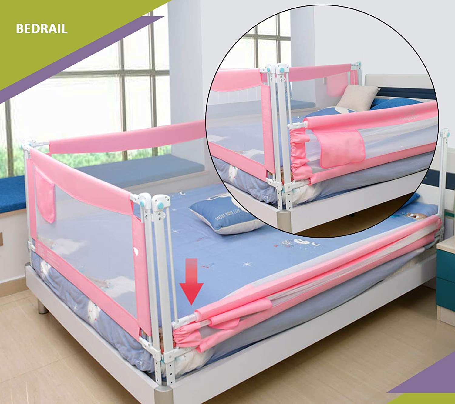 twin matress and safety bed rails